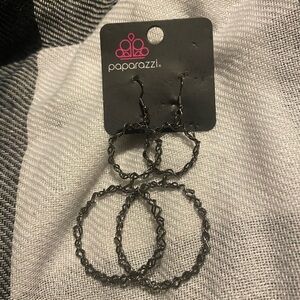 Paparazzi Twisted Black Hoop Earrings